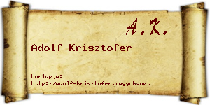 Adolf Krisztofer névjegykártya